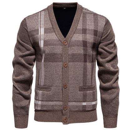 Herren Strickjacke Karomuster Modern Chic