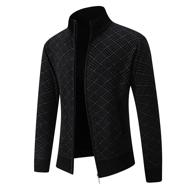 Herren Strickjacke Karomuster Modern Geschnürt