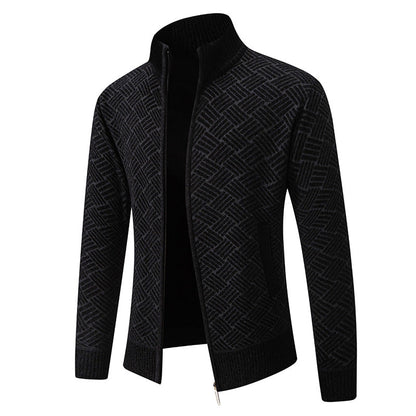 Herren Strickjacke Karomuster Modern Geschnürt