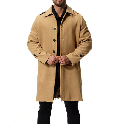 Herren Wollmantel Lang Klassisch Mit Taschen - BerlinGlamour
