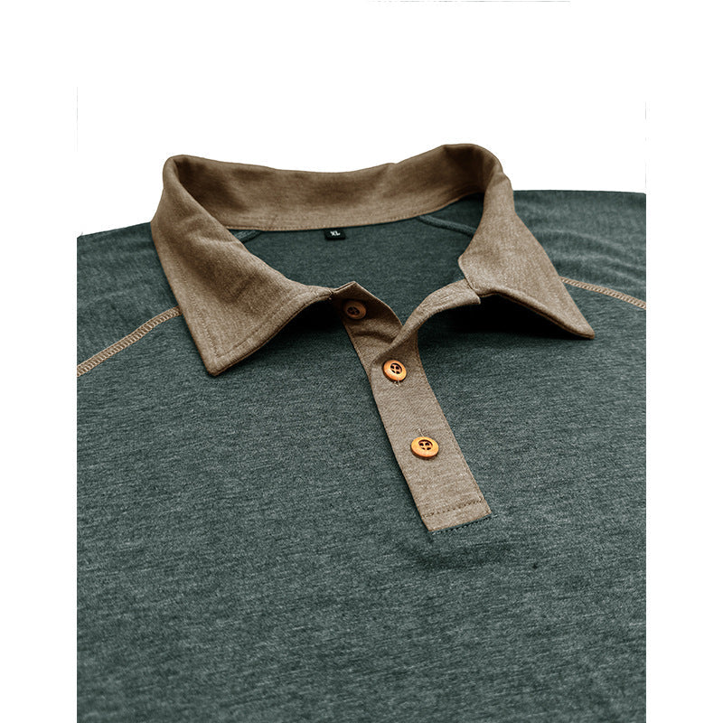 Herren Poloshirt Langarm Sportlich Raglan Schnitt Modern