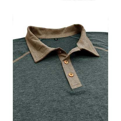 Herren Poloshirt Langarm Sportlich Raglan Schnitt Modern