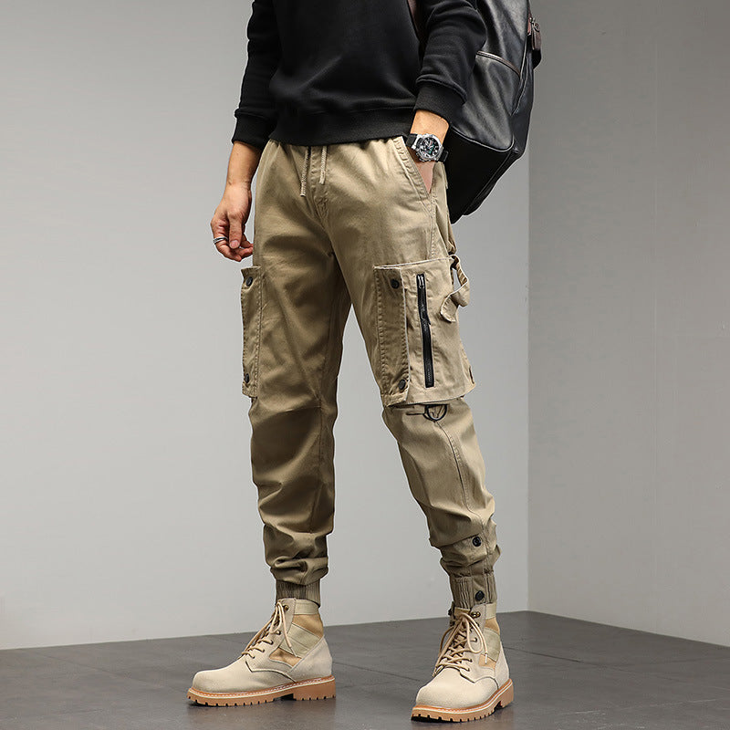 Herren Cargohose Elastisch Reißverschluss Taschen Modern