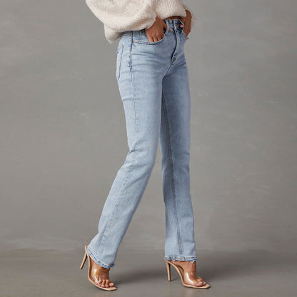 Damen High-Waist Jeans Lässig Outfit Frauen