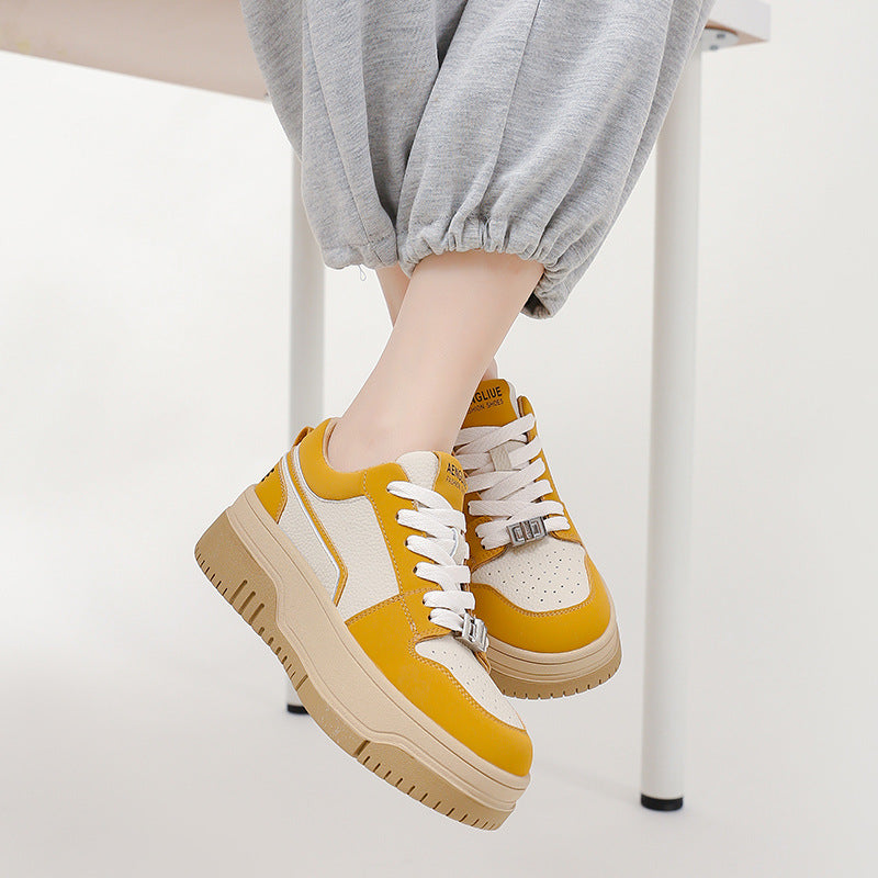 Damen Sneaker Chunky Sportlich Bequem Weiss