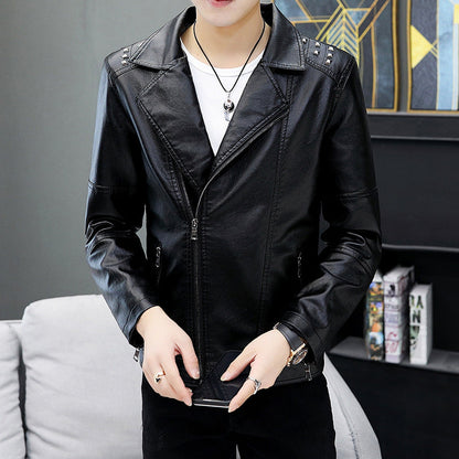 Lederjacke Herren Modern mit Nieten und Reißverschluss