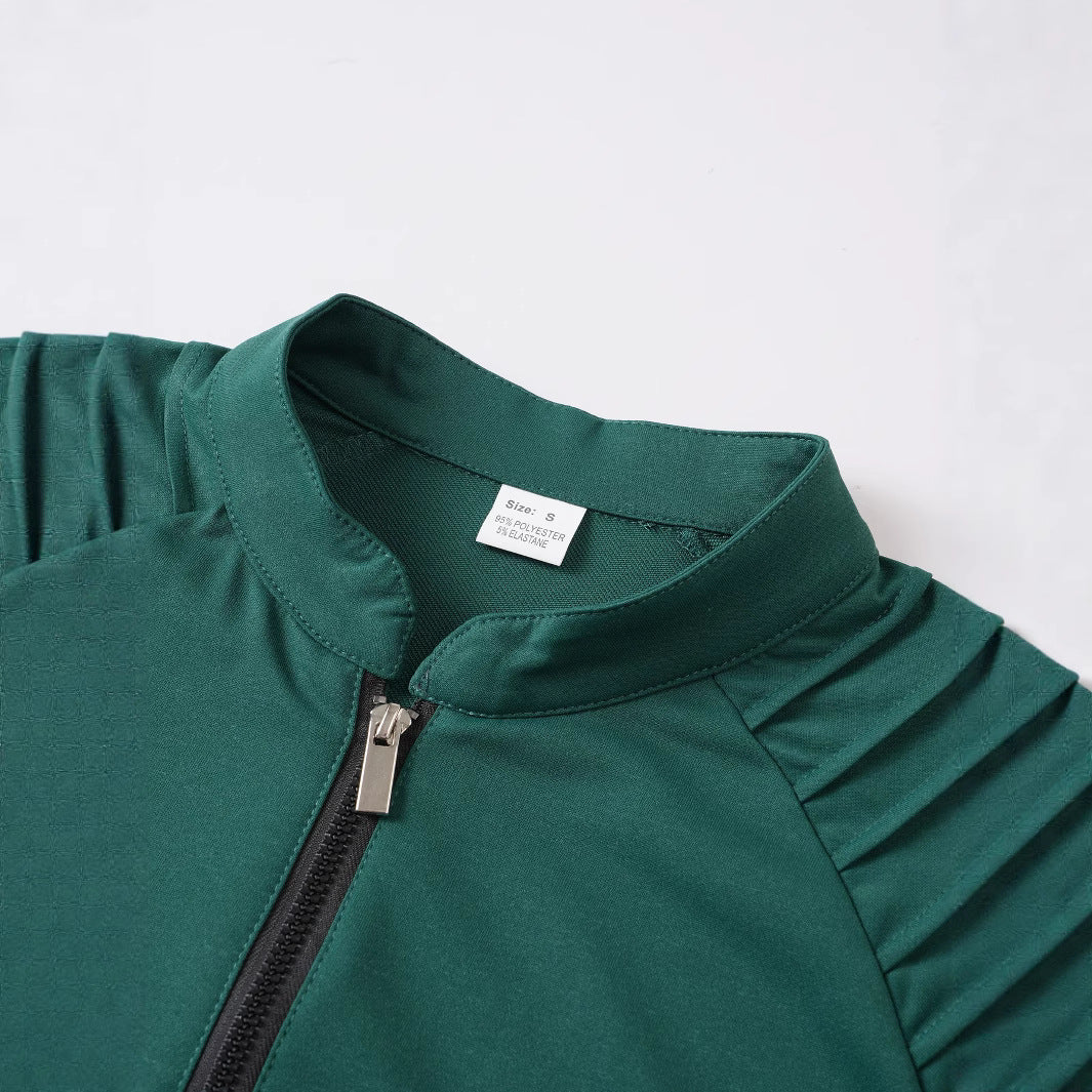 Herren Langarmshirt Stehkragen Reißverschluss Modern Berlin Style