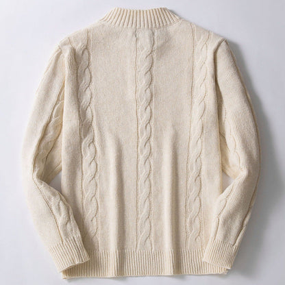 Herren Strickpullover Modern Zopfmuster Hochauschnitt
