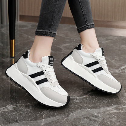 Damen Plateausneaker Hoch Atmungsaktiv Mesh Weiß