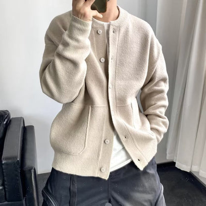 Herren Strickjacke Lässig Mit Taschen Druckknöpfe - BerlinGlamour