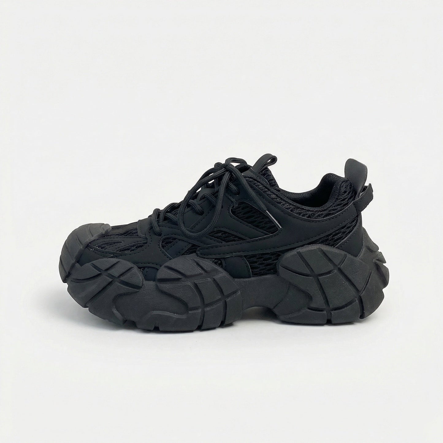 Damen Sneaker Plateau Schwarz Retro Stil Herbstschuhe
