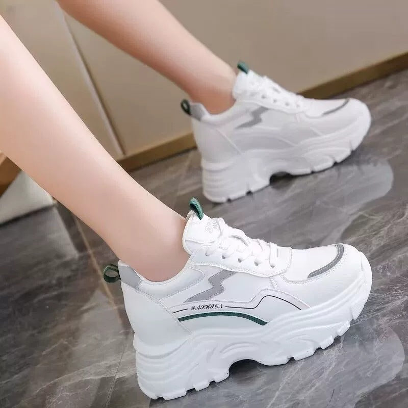 Damen Plateau Sneaker Sportlich Weich mit Dämpfung