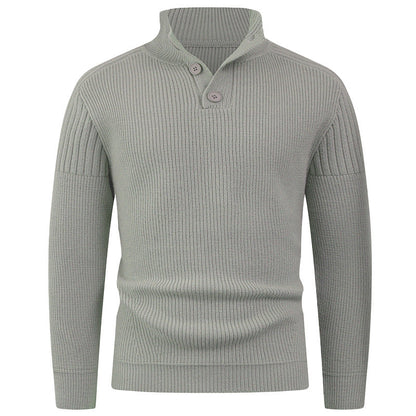 Herren Pullover mit Rippstruktur und Halbreißverschluss Modern