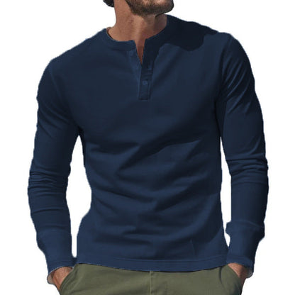 Herren Langarmhemd Baumwolle Bequem Knopfleiste Modern