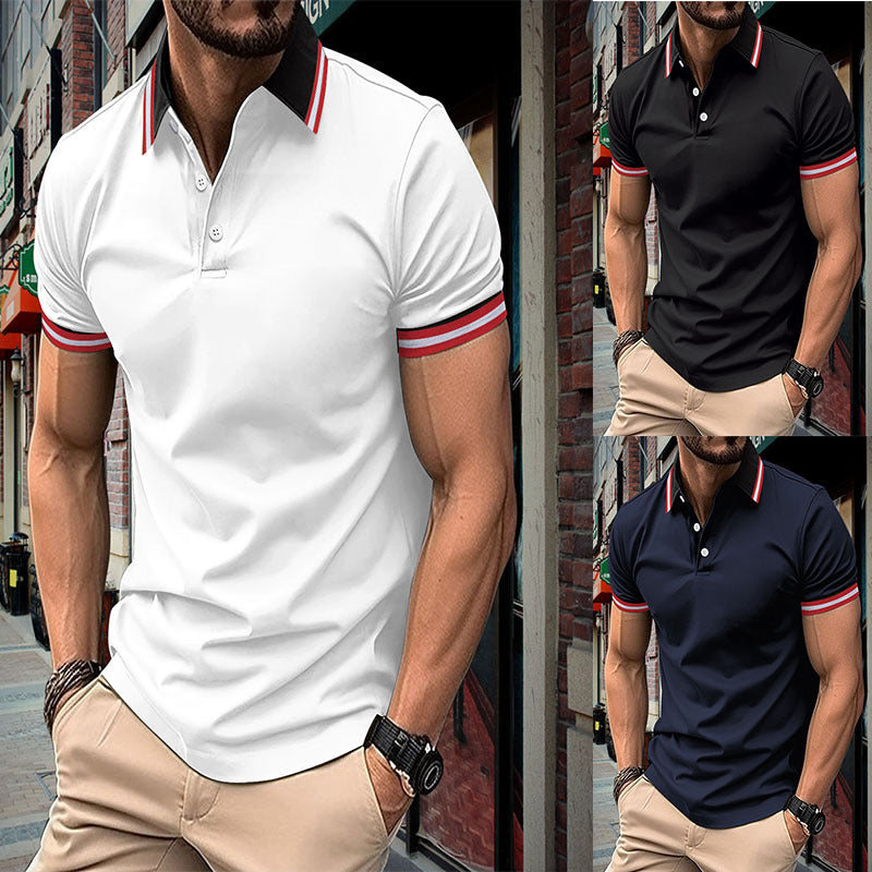 Herren Polohemd Atmungsaktiv Kontrast Optik Modern - BerlinGlamour
