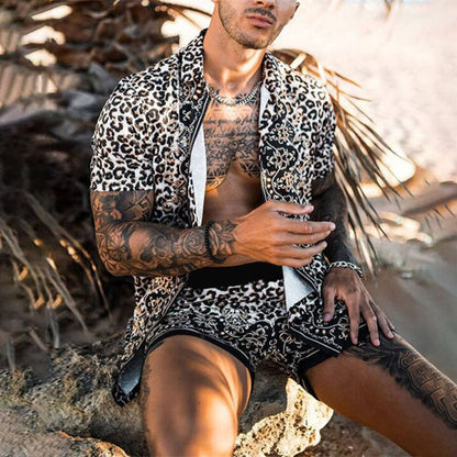 Herren Kurzes SommerSet Tropical Print Modern