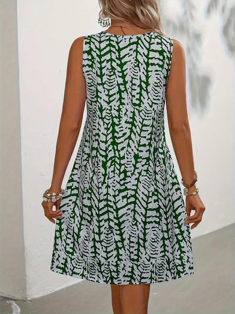 Sommerkleid Damen Ärmellos Floral Modern