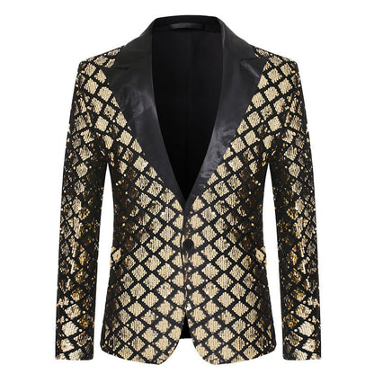 Herren Pailletten Blazer Modern Schnitt Glitzer