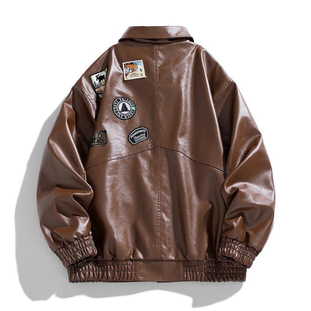 Herren Lederjacke Modern Utility Style mit Taschen