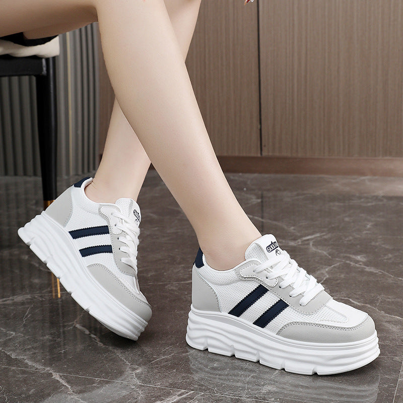 Damen Sneaker Plateau Sportschuhe atmungsaktiv Laufsohle
