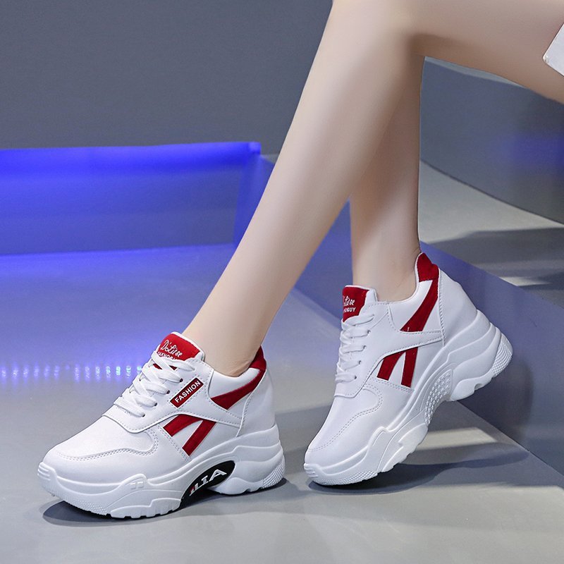 Damen Sneaker Hohe Plateau Sohle Sportlich Modisch
