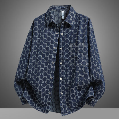 Herren Denim Hemd Lässig Mit Einzigartigem Muster