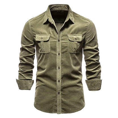 Herren Langarmhemd Slim Fit mit Brusttasche Modern