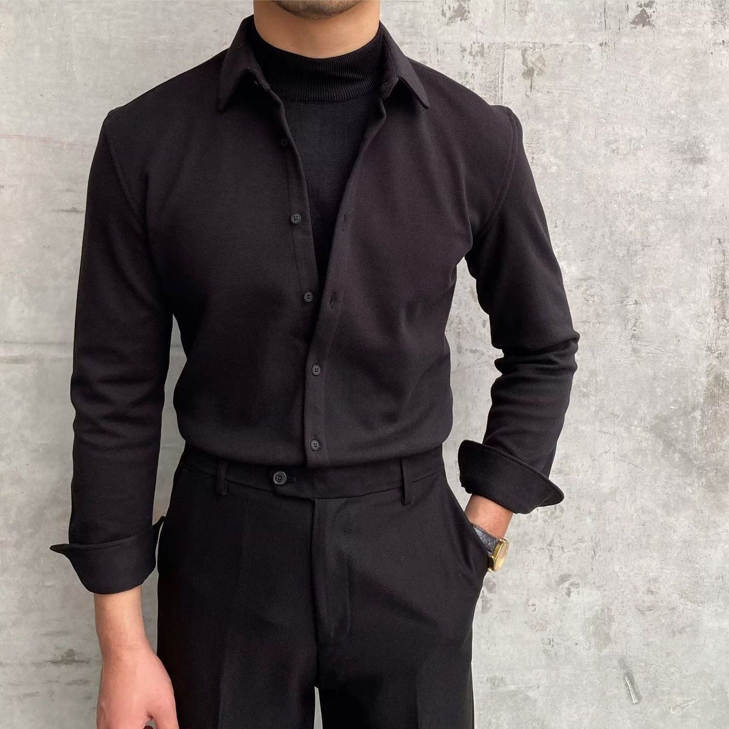 Elegantes Langarmhemd Herren Slim Fit Berlin Stil