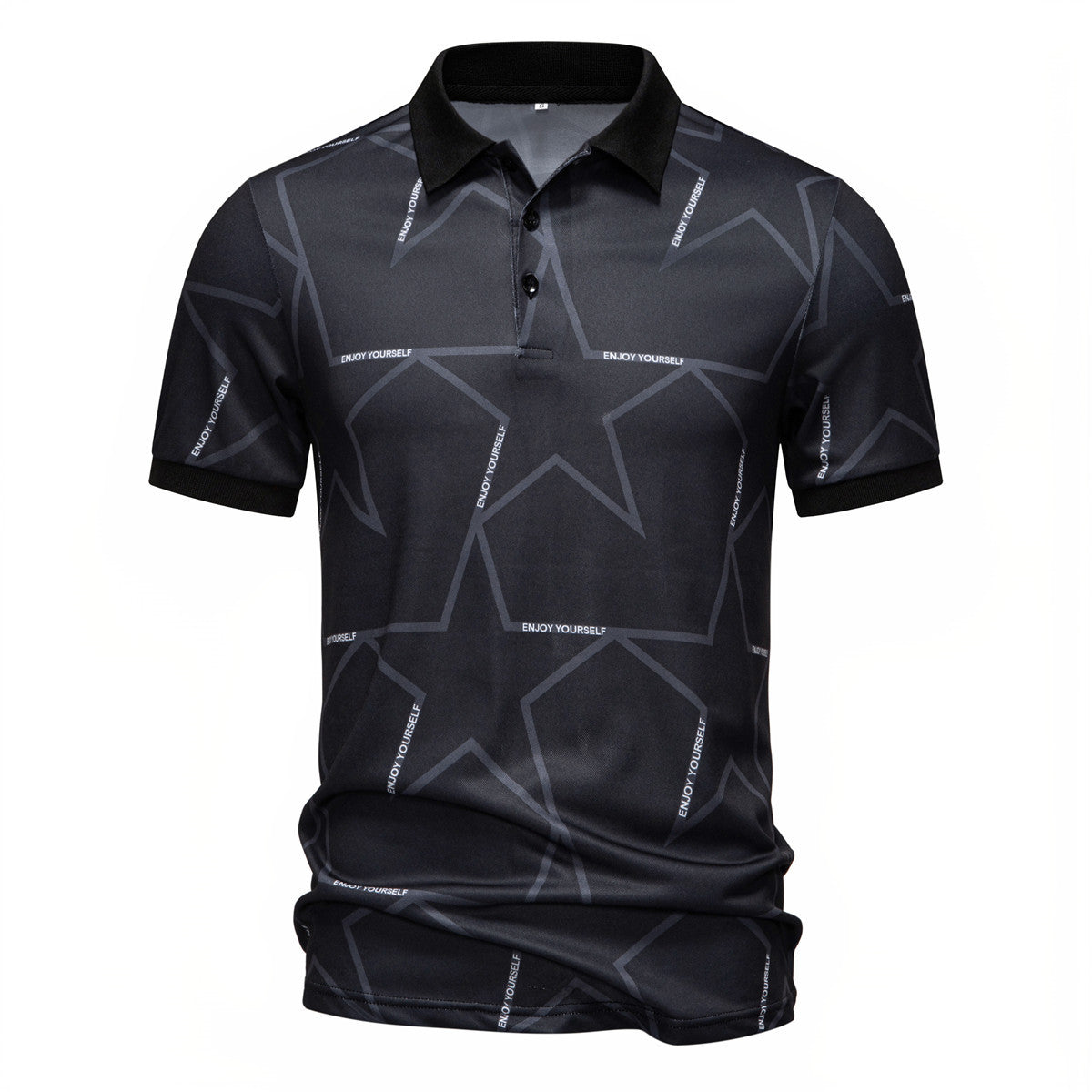 Herren Poloshirt Sternen-Design atmungsaktiv Modern
