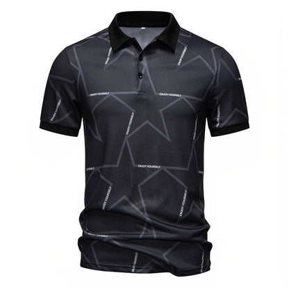 Herren Poloshirt Sternen-Design atmungsaktiv Modern