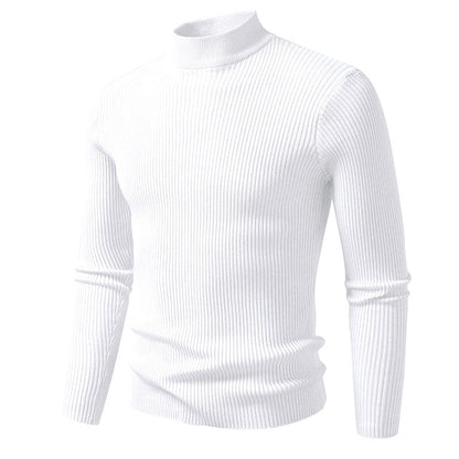 Herren Rollkragenpullover Strick Material Modern Schwarz