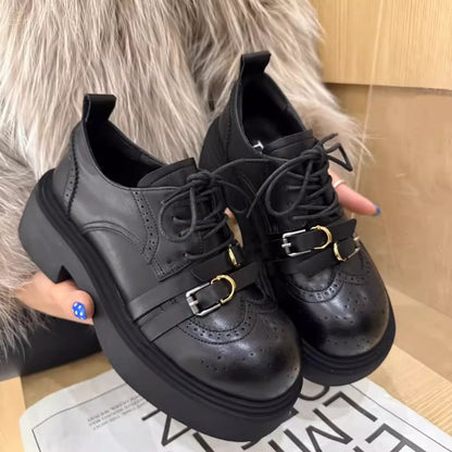 Damen Schnürschuhe Plateau Heel Perforiert Modisch