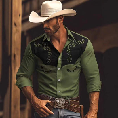 Männer Westernhemd Floral Stickerei Modern - BerlinGlamour