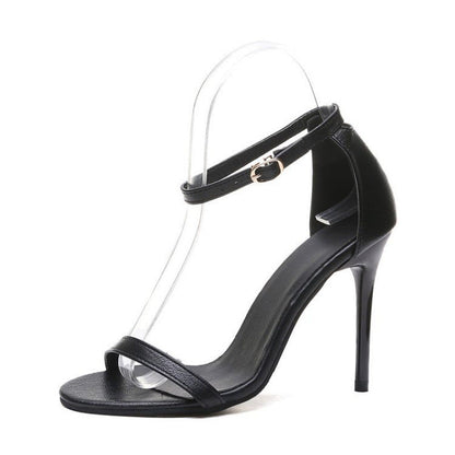Damen High Heel Sandaletten mit transparenten Riemen und Absatz