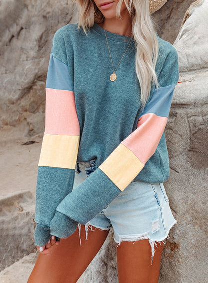 Damen Pullover Bunt Ärmel Design Modern Damenmode