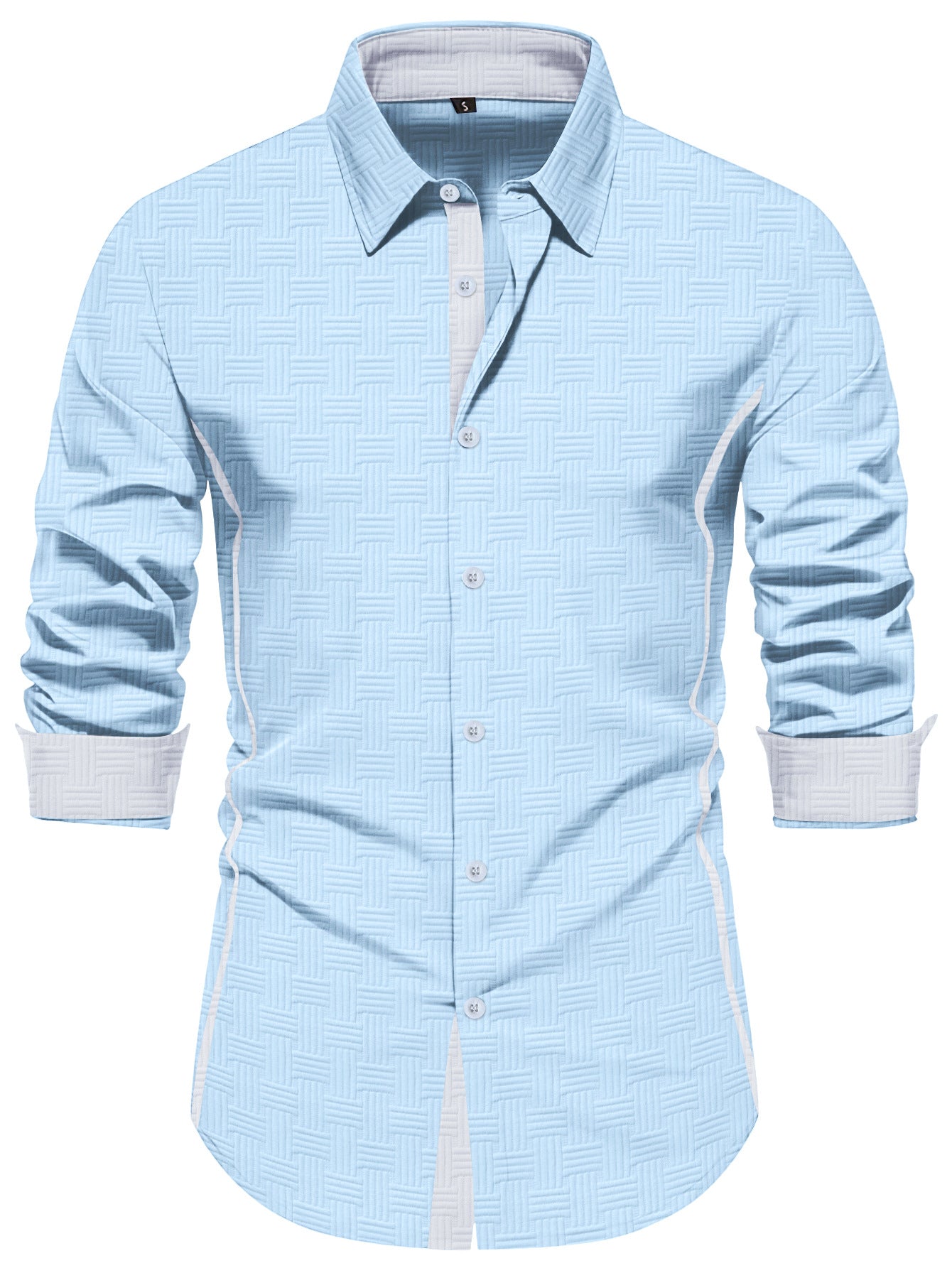 Herren Langarmhemd Modern mit Strukturdesign Elegant