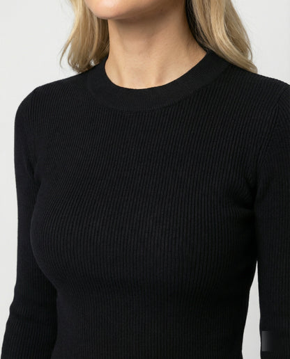 Damen Langarmshirt Slim Fit Weich Rundhals Kurz