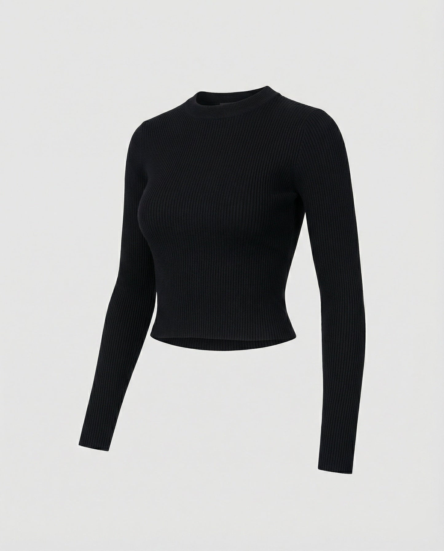 Damen Langarmshirt Slim Fit Weich Rundhals Kurz