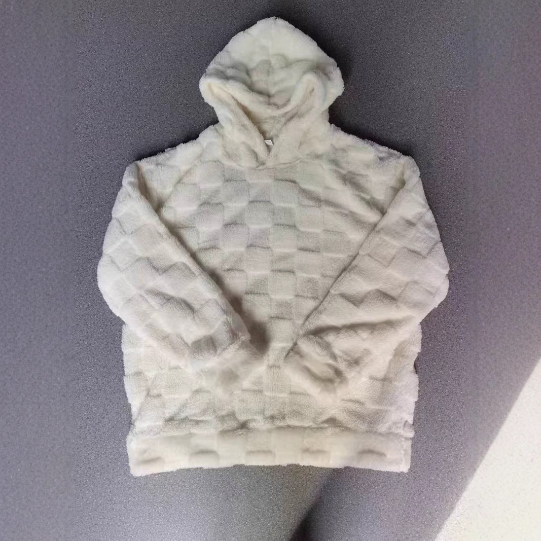 Herren Fleece Hoodie Gemütlich Strukturiert Grau
