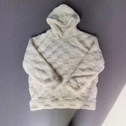 Herren Fleece Hoodie Gemütlich Strukturiert Grau