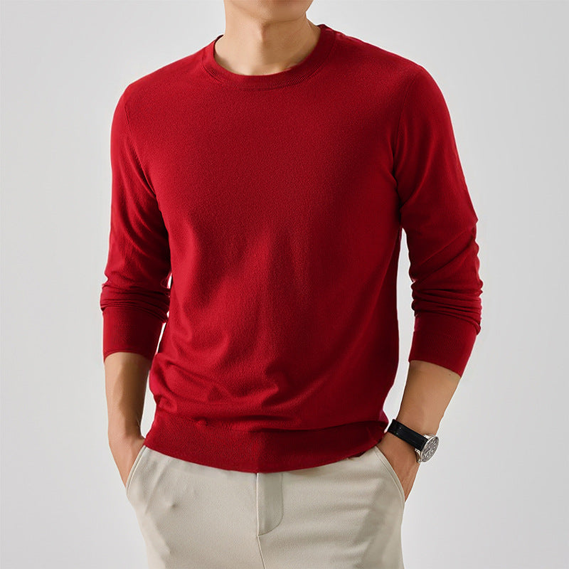 Herren Pullover Klassisch Rundhals Feinwolle Elegangt