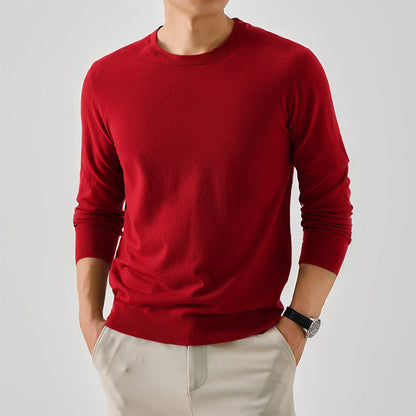 Herren Pullover Klassisch Rundhals Feinwolle Elegangt