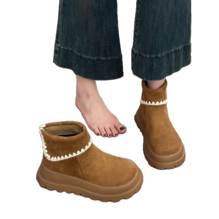Damen Stiefel Modern Faltendesign Weiches Innenfutter