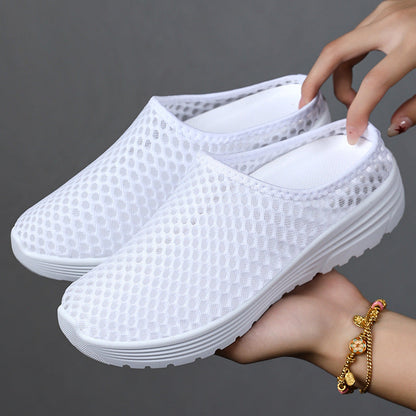 Damen Pantoletten Atmungsaktiv Freizeit Schuhe Netzoptik