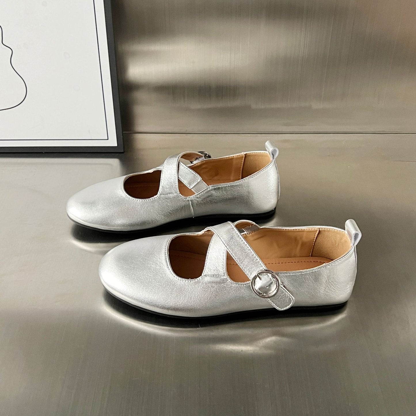 Damen Ballerinas Elegante Schnalle Riemen Schuhe