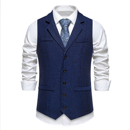 Herren Weste Herringbone Elegant Mit Taschen