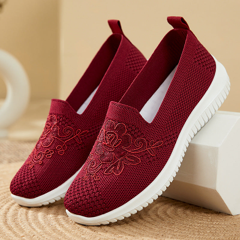 Damen Slip-On Schuhe Blumenmuster atmungsaktiv