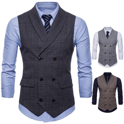 Herren elegante Karoblazer-Weste mit doppelter Knopfleiste und feiner Struktur BerlinGlamour - BerlinGlamour
