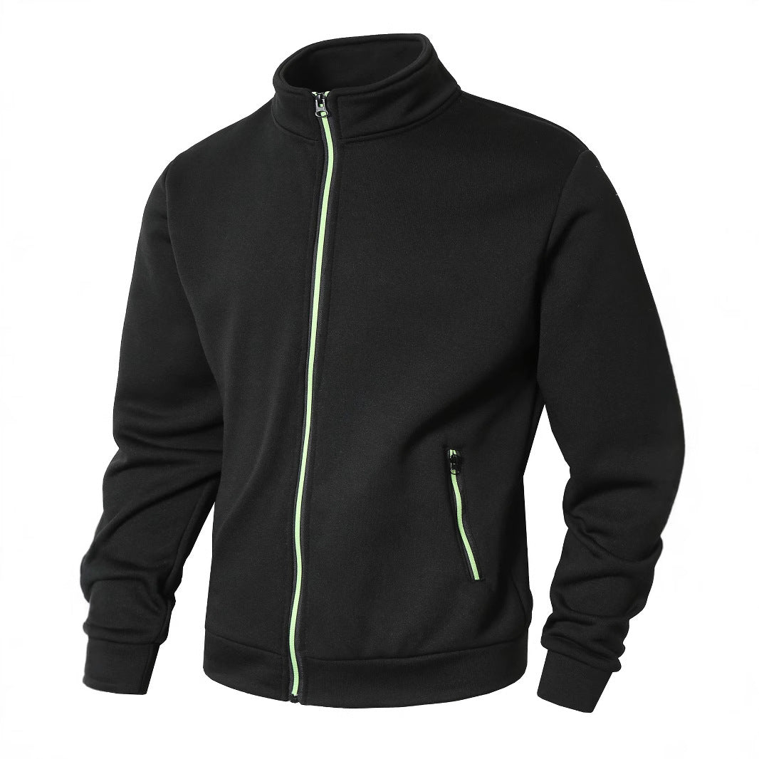 Herren Fleecejacke Sportlich Warm Mit Stehkragen