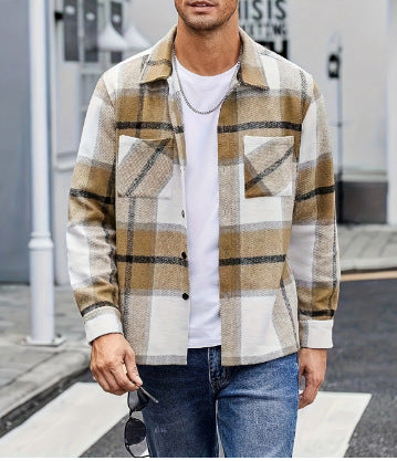 Herren Karo Hemdjacke Lässig Modern
